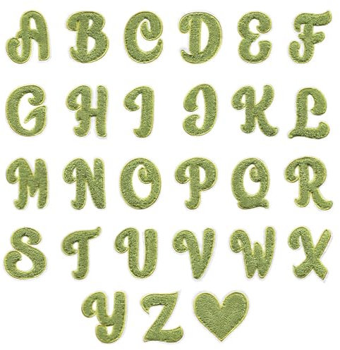 Muka 27 Pcs Chenille Letters Patches Iron-on Embroidery Appliques for Clothing DIY Accessories-Dark Green