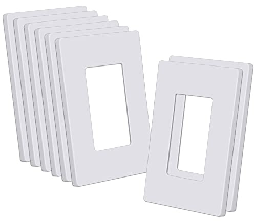CML Decorator Screwless Wall Plate, 1-Gang Receptacle Outlet Cover, 8 Pack Hidden Screw Smooth Face Switch Plates, Standard Size 2.91x4.68, UL Listed, White