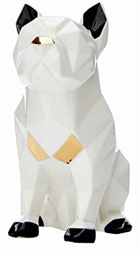 Northpoint LED Dekofigur Bulldogge Farbig Tierwelt aus Porzellan im geometrischem Design warmweißes Licht mit Timerfunktion Batteriebetrieben