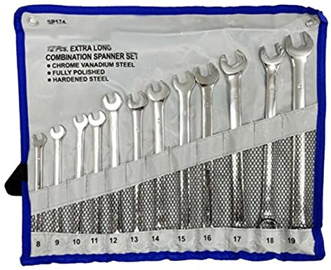 Wheels N Bits New 12pc Combination Spanner Set Extra Long Metric Combi Wrench Spanners 8-19mm
