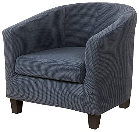 Polar-Fleece-Sesselbezug Stretch Sesselschoner Elastisch Sesselhusse Sesselüberwurf für Stuhl Clubsessel Husse Cocktailsessel Schonbezüge Tullsta Stuhl Sofahusse Waschmaschinenfest(Grau Blau,1 Stück)
