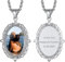 GoldChic Foto Ovalada de Recuerdo Colgante Placa Grabada Frase Fecha con Collar de Acero Inoxidable Color Plateado