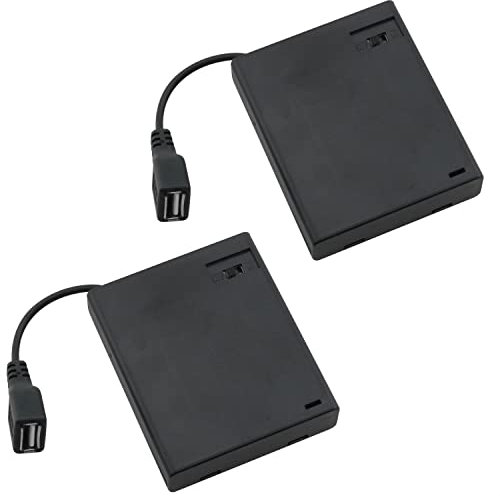 MTQY AA-Batteriehalter, 2 Stück, 4 AA 6 V, multifunktionale Batterie-Aufbewahrungsbox mit Abdeckung, An-/Ausschalter und USB-Kabel