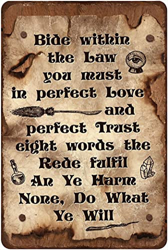 Retro-Metall-Blechschild An Ye Harm None Witch Poster Vintage Halloween Wandkunst Dekor Home Bar Büro Küche Wohnzimmer Schlafzimmer Hof Dekoration Schild Geschenk 20,3 x 30,5 cm
