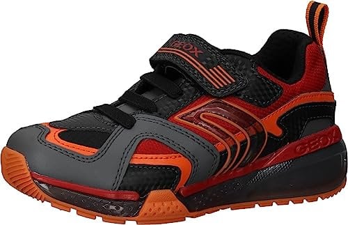 Geox J BAYONYC Boy Sneaker, Black/RED, 28 EU