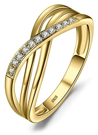 JewelryPalace Infinity Wickelring Verlobungsring Unendlichkeit Promise Eheringe Ring Silber 925 Damen, Zirkonia Silberringe Trauringe Hochzeitsringe Antragsring Ringe, Damen Schmuck Vergoldet 49