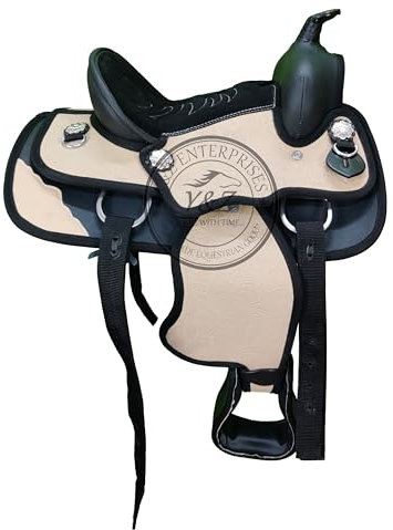 Y&Z Enterprises Westernsattel für Jugendliche, synthetisch, mit Halfter und Brustkragen, 30,5 cm Sitz, Beige