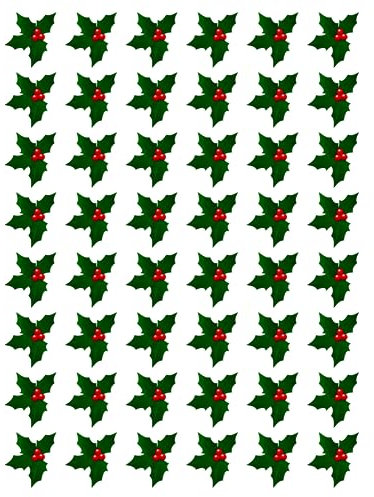 48 X HOLLY & BERRY LEAVES - CHRISTMAS - EDIBLE CUPCAKE CAKE TOPPERS D4