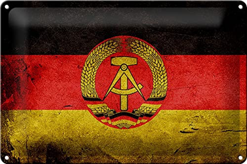 FEMER Blechschild Flagge 30x20cm DDR Fahne Wanddeko