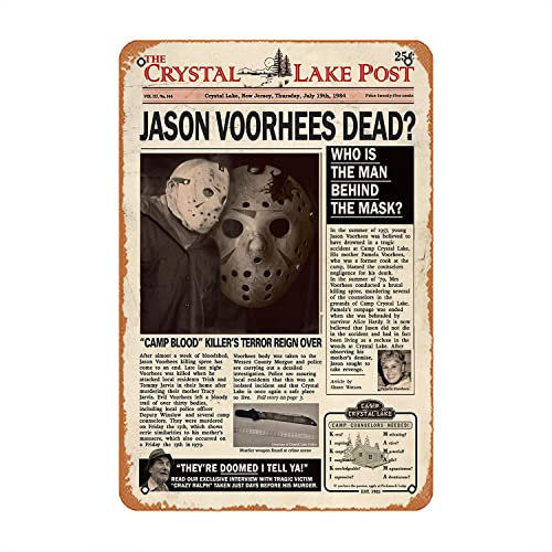 Jason Voorhees Dead Who Is The Man Behind The Mask Dekoschild für Zuhause Vintage Metallschild Plakette Metall Lustiges Blechschild 20,3 x 30,5 cm