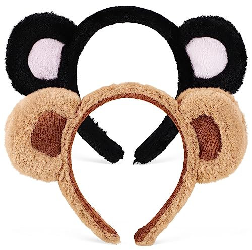 Kichvoe Haarschmuck Ohrringe 2 Stück Bärenohren Stirnbänder Flauschiges Haarband Tierhaarbänder Tierkopf Tragen Bärenohren Haarreifen Für Mottoparty Cosplay Show Kuscheltier