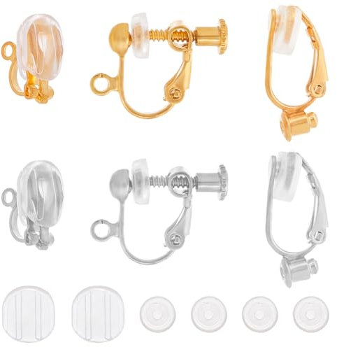 SUNNYCLUE 1 Box 48Pcs Earring Converters Clip-on Earrings Converter Components Stud Earring Findings Silicone Earring Pads Earrings Cushions Non-Pierced Clip on Converters for Studs Jewellery Making