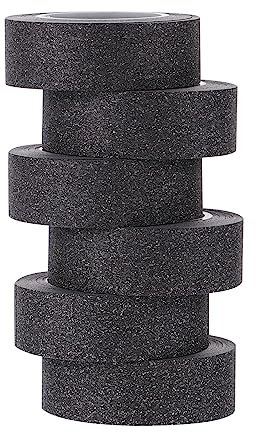 TOPPERFUN 6rollen Dekoratives Schwarzes Glitzer Washi Tape Pro Rolle Selbstklebend Vielseitiges Diy Kunst Scrapbook-papierband Für Handbücher Tagebücher Und Geschenkverpackungen