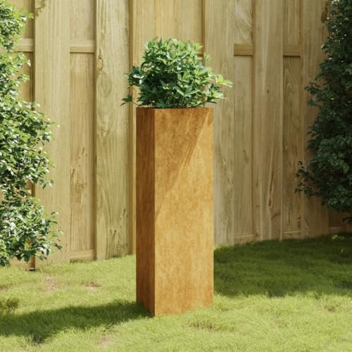 FIRBNUS Jardinière Extérieure 30x26x75 cm Acier Corten Rouillé Résistant aux Intempéries Pot de Jardin Espace suffisant Pot de Fleurs Plantes Légumes Mobilier de Patio Aménager Décorer Balcon
