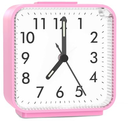 Ankilo NEW Alarm Clocks Bedside, Silent Non Ticking Small Clock, Travel Alarm Clock with Snooze & Light, Battery Operated for Bedroon, Office, Desk