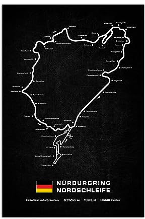 Nürburgring Nordring Karte Poster Wandkunst Bild Druck Leinwand Kunst Gemälde Moderne Familie Wohnzimmer Arbeitszimmer Dekoration Wandbild (80x120cm-Ohne Rahmen)