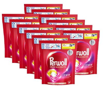 PERWOLL Caps Color Waschmittel 12x 19 WL (228 Wäschen), All-in-1 Waschmittel Caps reinigen sanft und erneuern Farben & Fasern, für alle dunklen Textilien, mit Dreifach-Renew-Technologie