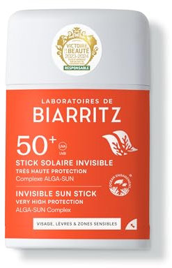 Laboratoires de Biarritz - Stick Solaire Invisible SPF50+ - Visage, Corps & Zones Sensibles - Parfum 100% d’Origine Naturelle - Format Nomade Pratique - 10 gr - Fabriqué en France