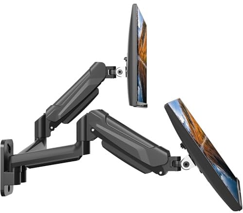 BONTEC Monitor Wall Mount Bracket for 13-32 Screens, Gas Spring Adjustable Monitor Arm, Height Adjustable, Tilt, Swivel & Rotate, VESA 75x75, 100x100mm, Holds up to 9KG, Heavy Duty, Ergonomic Design