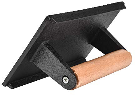 WGFOIP Presse à Steak en Fonte, Presse à Hamburger Presse à Viande avec Poignée en Bois pour Bacon, Paninis, Sandwiches