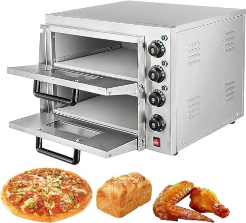 GFXYQPDNV Horno eléctrico para Pizza de 3000W, Horno Tostador de cajón Comercial de Dos Pisos, 50-350 ℃ con Temporizador, para Restaurante, Fiesta en casa