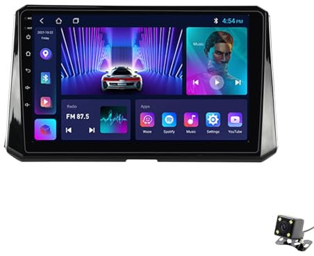 CrtTsks Android 12 Auto Radio Mit Navi Für Toyota Corolla 2018-2019 Autoradio Unterstützt 5G 4G WiFi, Mit Lüfter/Full AV Output 7 Color Button Licht,Rückfahrkamera Lenkradsteuerung,M100cp