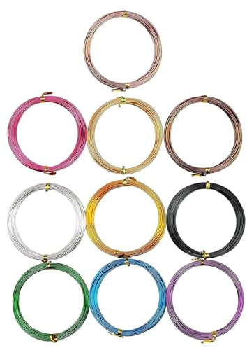 Werownsgso Filo di alluminio flessibile da 50 m, 10 colori, filo di alluminio da 1 mm, per fai da te, per gioielli, fai da te, scultura per bicicletta, moto, modellazione, floristica e artigianato