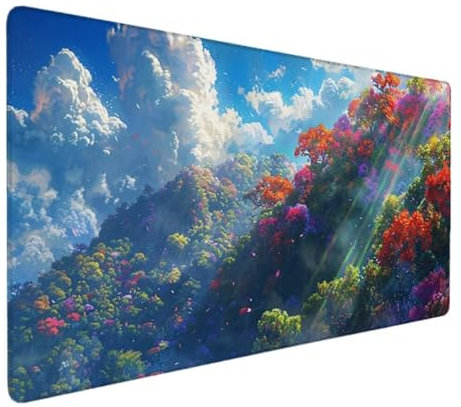 Übergröße Mauspad Gaming 120 x 60cm XXXL Mousepad groß mit Motiv Tischunterlage Large Size - verbessert Präzision und Geschwindigkeit XXL z.B. für Maus und Tastatur (Rot Blume) - Ergonomisches J-X4