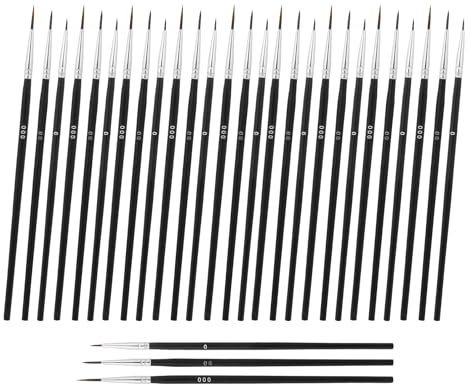 MAEXUS Set di 30 pennelli per modellismo, punta fine, pennello acrilico, pennello sottile e sottile, per nail art, pittura a olio, uova di Pasqua