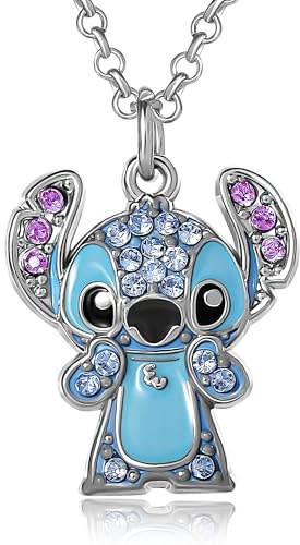 Disney Stitch Pave Necklace Collection - 16 + 3 Adjustable Chain Fashion Jewelry