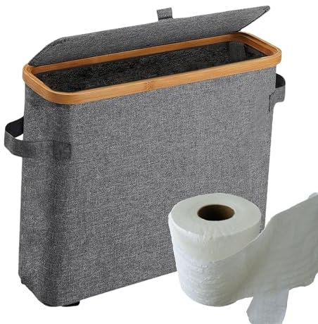 Toilet Roll Storage, Bathroom Storage Box Holder Stand With Lid, Toilet Paper Basket Cabinet Bathroom Standing Organizer Bin, Toilet Roll Holder Storage Stand For Toilet, Restroom, Kitchen