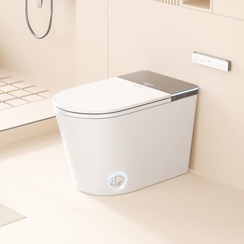 BAYTINA Toilette intelligente,un pezzo WC con bidet incorporato,Moderno WC allungato con sedile WC riscaldato, bidet acqua calda, asciugatrice, sciacquone automatico della toilette, funzionamento del