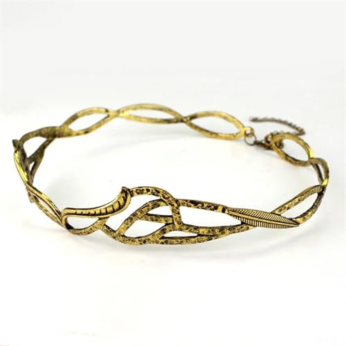 NEIMENG Elfen Kopfschmuck Strass Haarschmuck Krone Blätter Wassertropfen Tiara Hochzeit Schmuck Damen Künstliche Strass Party Prinzessin Elf Tiara(Gold)