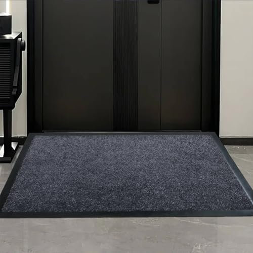 PHP Washable Door Mats Indoor & Outdoor - Non-Slippery Heavy Duty - Stylish & Large Rubber - Perfect Dust Grabbing Doormats Mat (40 x 60 cm, Grey)