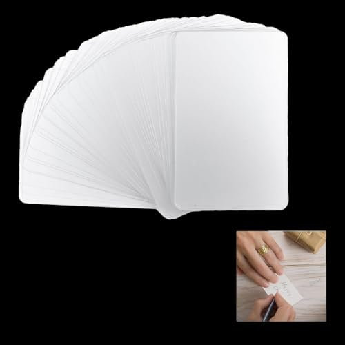 Bustlwor 50 Stück Weiß Blanko PVC Karten, Plastik ID Karten für Kartendrucker, Karteikarten Blanko Visitenkarten, für Büro und DIY Geschenkkarte (Weiß)