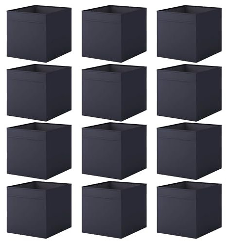 Drona Fabric Storage Box Insert - Black - 33x38x33cm - Foldable and Durable Cube Organizer for Shelves, Closets, and Home Storage, pack of 2