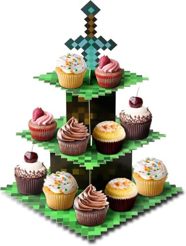 Foneso Tortenständer aus Karton, 3-Schichten Cupcake-Ständer, Cupcake Ständer,Dessert Turm Halter, Partyzubehör für Hochzeit Geburtstag Party Kuchen Brötchen Torten Etagere