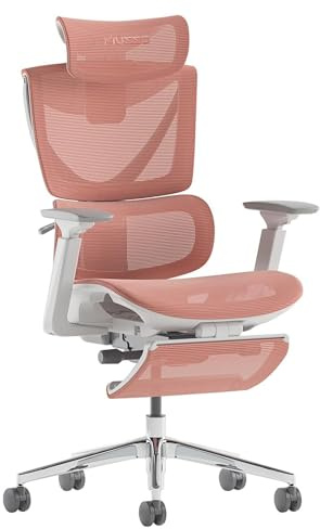 MUSSO V900 Bürostuhl mit Rückenstütze und Fußstütze, Korallenrot