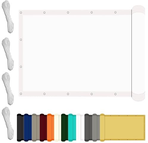 Sonnensegel mit Ösen 50 x 220 cm mit UV Schutz Garten Segel Wasserdicht Wasserabweisend Windschutz für Balkon Garten Terrasse, Weiß