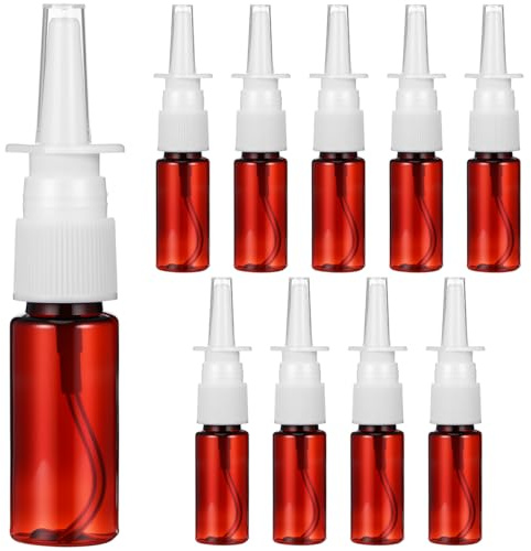 Gadpiparty 10 Stück 15ml Nasal Spray Bottle Empty, Nasenspray Flasche Leer, Mini-sprühflaschen mit Feinem Nebel, Kleine Kunststoffflaschen für Reisen und Zuhause, Braun