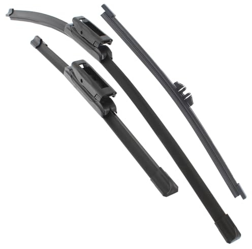 XYZ Parts Front And Rear Windscreen Wiper Blades Set of 3 Compatible with Renault Clio Mk4 Hatchback 2012-2019 Replacement