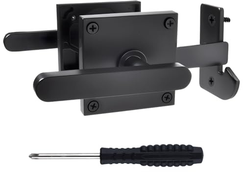 INJOYTEC Double Sided Gate Latch Heavy Duty Swinging Door Latch, Two Sided Door Latchs Suitable for Left Inswing Outdoor Fence, Wooden Gates, Pool Gates, Backyard, Garden Gate Hardware