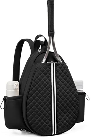 doorslay Professional Tennis Backpack, Quilted Tennis Racket Bag Backpack Racket Holder, Water Bottle Slot for Women, Shoe Compartment, Fence Hook for Women Racquet, Paddles, Badminton