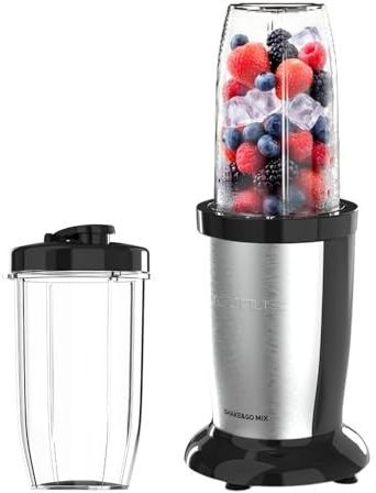 TAURUS Batidora de Vaso Pequeña Portatil 1000w 20 Velocidades para Smoothies Batidos Frutas Zumos con Vaso Batidor 500ml Smoothie Maker Uso Diario 3 en 1 Tritura Hielo Shake Go Mix - Incluye Tapas
