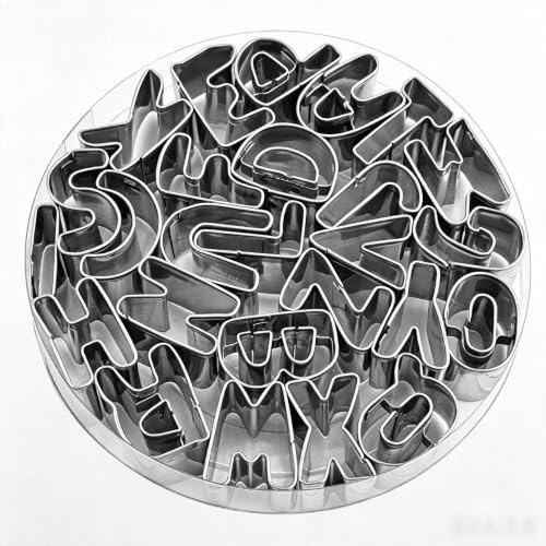 Mini 36 Stück Buchstaben Nummer Ausstecher Set,diy ausstechformen delstahl formen,für Fondant,plätzchen,Torte Dekoration,Backen,Geburtstag,kuchen,Festival,schokolade,ton basteln,obst schneider