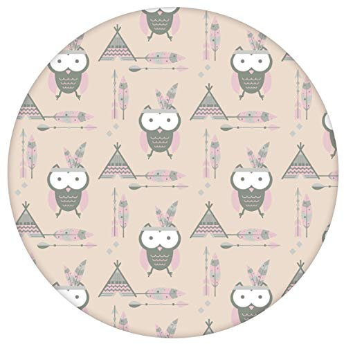 Gräflich Münster'sche Manufaktur beige Kindertapete Indianer Eulen - Vliestapete Kinder, Vintage GMM Design Tapete für ihr Heim (Wand halbhoch tapezieren H: 1,5m B: 46.5cm)