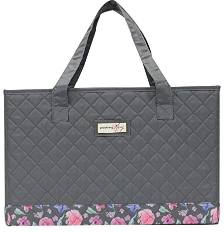 Everything Mary Sac pour Machine à Coudre matelassé Gris et Rose Floral – Sac de Transport pour Brother, Singer, Bernina et la Plupart des Machines à Coudre – EVM10143-9