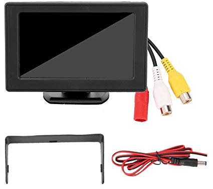 KIMISS Monitor per auto, schermo LCD in plastica TFT da 4,3 pollici 3 W Monitor retrovisore a 2 vie con ingresso AV monitor HD per telecamera retromarcia DVD