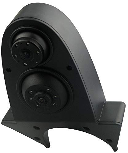 Dual Rückfahrkamera 90° / 150° für Transporter (NTSC, CMOS Sensor, IP68, 600 TV-Linien) inklusive Nachtsichtfunktion und Distanzlinien für z.B. für Crafter, Sprinter, Viano, Ducato, Vans