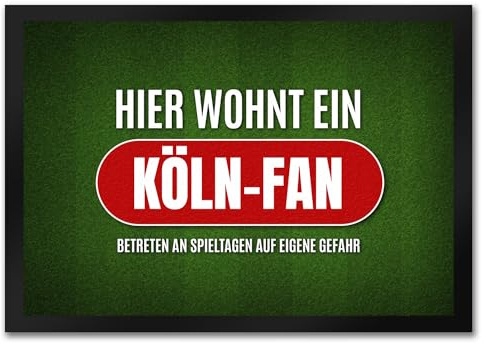 trendaffe - Hier wohnt EIN Köln-Fan Fußmatte mit Rasen Motiv Fußball Köln Tor Verein